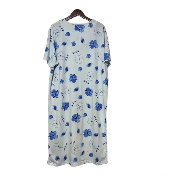 Vintage Night Gown Just my Size Long Night Gown Oversized Shirt Blue - Picture 9 of 15